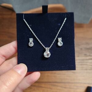Swarovski Silver Necklace and Earring Set